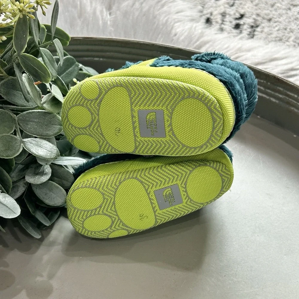 North Face Infant Green Fleece Booties Crib Shoes Size 2